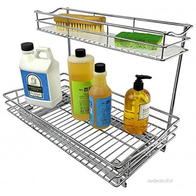 Lynk Professional Under Sink Cabinet Organizer Pull Out Two Tier Sliding Shelf 11.5w x 21d x 14h-Inch Chrome