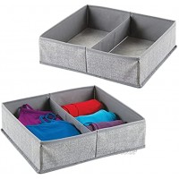 mDesign 2er-Set Stoffbox für Schrank oder Schublade 2 Fächer – die ideale Aufbewahrungsbox Stoff – flexibel verwendbare Stoffkiste – grau