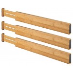 mDesign 3er-Set verstellbarer Schubladeneinsatz – der perfekte Schubladen Organizer – ideal als flexibler Schubladenteiler aus Bambus – für Schrank und Kommode – bambusfarben