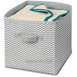 mDesign Aufbewahrungsbox aus Stoff – Ordnung im Kleiderschrank – große Box für Spielzeug Kleidung oder Bettwäsche Aufbewahrung – grau creme