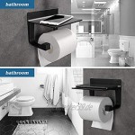 GERUIKE Papierrollenhalter Toilette Selbstklebend Klopapierhalter Wc Halter Rollenhalter Toilettenpapierhalter mit Ablage für Handy Aluminium Schwarz