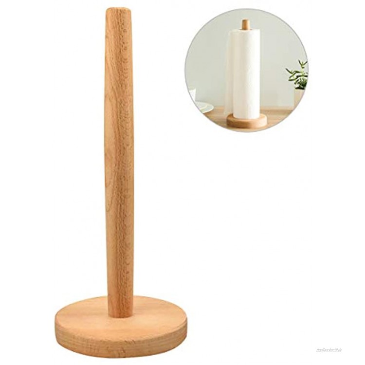 Küchenrollenhalter Papierhalter Bambus mit Rutschfestem Pad Küchenrollenspender Runder Rollenhalter für Küche Schlafzimmer Badezimmer Fadennähen 31 x 13 cm
