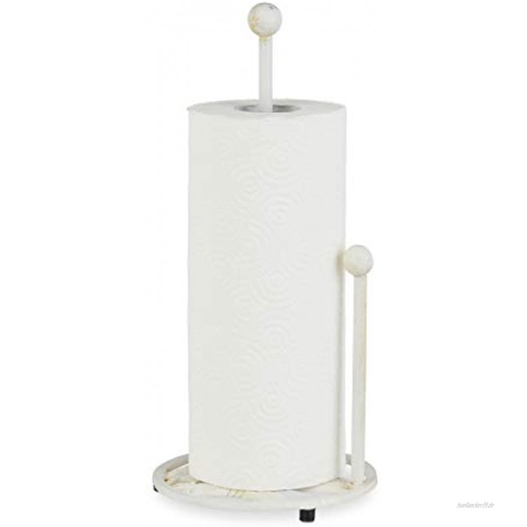 Relaxdays Küchenrollenhalter stehend Gusseisen Küchenpapierhalter Retro Landhausstil Shabby-Chic Höhe: 33 cm Weiß