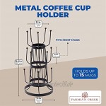 Farmlyn Creek Metall-Kaffeetassenhalter für Arbeitsplatte für 15 Tassen schwarz 38,7 cm