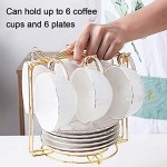 Kaffee Tassenhalter Metall Becherhalter Kaffeetasse Regal Tee-Set Display Stand für 6 Tassen Untertasse Löffel Golden