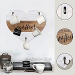 Kaffeetassenhalter herzförmig 40,6 cm Wandhalterung Holz rustikale Tassen-Ablage und Organizer mit 5 Haken