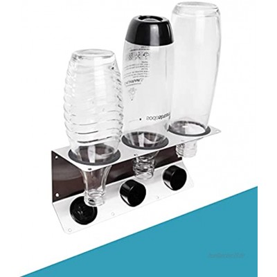 SodaNature® | Premium Abtropfhalter für SodaStream Flaschen zum Kleben oder Schrauben |Flaschenhalter für die Wand [Platzsparende Innovation] inkl. hochwertigem Zubehör c-Shape 3er