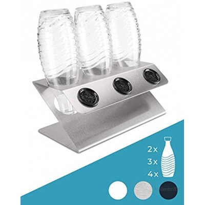 SodaNature™ | 2er 4er Premium Edelstahl Abtropfhalter für SodaStream Crystal Flaschen | Design Flaschenhalter Z-Shape [Neues Design 2020] | Spülmaschinenfest & 2-fach entgratet