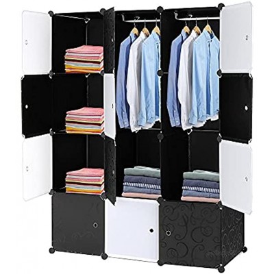AIRICA Kleiderschrank Garderobe für hängende Kleidung Kombischrank modularer Schrank für platzsparende Ideale Aufbewahrung Organizer Cube für Bücher Spielzeug Handtücher12-Würfel