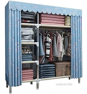 XiYou Kleiderschrank Stoff verdickt Stahlrohr Tragbare freistehende Schrank Lagerung Organizer Schlafzimmer Kleidung Schrank Regal für zusätzliche Lagerung blau 130x45x172CM 51x18x68in