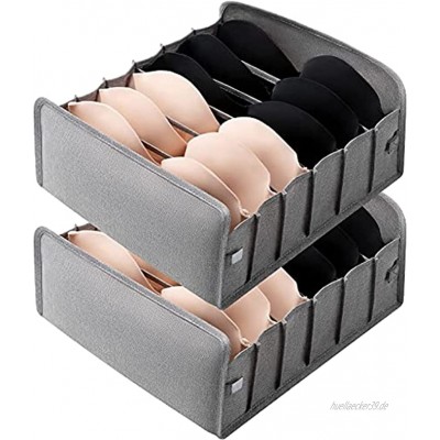 DIMJ Aufbewahrungsboxen für Unterwäsche 2 Stück Faltbare Schubladen Organizer für Kleiderschrank Unterwäsche Schals Socken Dessous Krawatten mit 6 Fächern