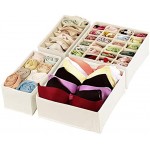 Magicfly Büstenhalter Aufbewahrungsbox 4 Stück Faltbare BH Organizer für Unterwäsche Dessous Socken für Schublade Kleiderschrank Beige