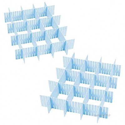 Schubladenteiler 16 Stück Verstellbare zur Aufbewahrung von Kleidung Kosmetika Bürobedarf Küchenutensilien Blau