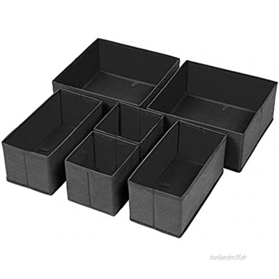SONGMICS Aufbewahrungsbox für Schublade 6er Set Unterwäsche-Organizer Schubladen-Organizer Faltbare Stoffbox für Socken Unterwäsche BHS Krawatten und Schals schwarz RDZ06H