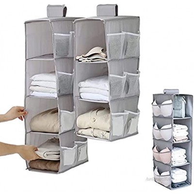 Hängeschrank-Organizer einfach zu montieren faltbar 4 Fächer zum Aufhängen Kleiderschrank Aufbewahrungsregale und 4 Unterwäscheschublade platzsparende Stoff-Hängeregale mit 4 Netz-Seitentaschen