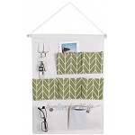 Leylor Aufbewahrungstasche – 7 Taschen Baumwolle Leinen Wand hängende Aufbewahrungstasche Tür Beutel Schlafzimmer Home Office Organizer grün