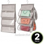mDesign 2er-Set Handtaschen Ablage – hängender Stoffschrank – Hängeaufbewahrung für bis zu 5 Taschen – clevere Aufbewahrung – grau