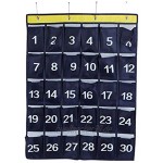 Nummerierte Pocket Chart Organizer für Klassenzimmer RL 30 Taschen Office-Visitenkartenhalter Handy-Schrank Wandbehang Aufbewahrungstasche Marineblau