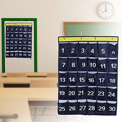 Nummerierte Pocket Chart Organizer für Klassenzimmer RL 30 Taschen Office-Visitenkartenhalter Handy-Schrank Wandbehang Aufbewahrungstasche Marineblau