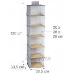 Relaxdays grau Hängeregal Stoff 6 Fächer faltbar Klettverschluss zum Aufhängen Hängeorganizer Bambus 120x30x30cm Standard