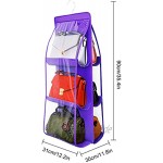 Sooair Handtaschen Aufbewahrung Aufbewahrungstasche für Kleiderschrank handtaschen Organizer hängend Faltbar mit 6 Fach Organizer für Damentasche lila