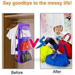Sooair Handtaschen Aufbewahrung Aufbewahrungstasche für Kleiderschrank handtaschen Organizer hängend Faltbar mit 6 Fach Organizer für Damentasche lila
