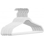 25 Stück hochwertige Samt Kleiderbügel in der Farbe Weiß mit Silber Haken Anti-Rutsch von StickandShine