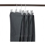 famy.Shop Kleiderbügel 10 Stück aus Metall für Hosen Röcke Hosenbügel Hosenspanner mit verstellbaren Klammern rutschfest drehbarer Haken Silber