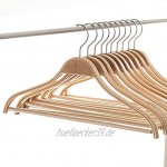 KADAX Kleiderbügel aus Holz mit eingekerbten Schultern Hosensteg platzsparende Garderobenbügel für Hosen Rock Hemd Anzug rutschfest 360°drehbarer Metallhaken 12