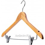 KADAX Kleiderbügel aus Holz mit Klemmen aus Metall Zwei Einkerbungen 360°drehbarer Haken Garderobenbügel für Kleidung Hosen Hemd Rock Anzug Jackenbügel rutschfest 6