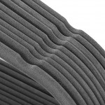 SOLIESCH Kleiderbügel SAMT 50 Stück 0,6 cm dick Anzugbügel Jackenbügel mit Rutschfester Oberfläche 360° drehbarer Haken,Antirutsch,Grau