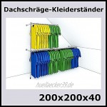 200x200x40 Profi Dachschräge Kleiderständer Dach Stange Metall Silber P200D