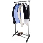 ISO TRADE Kleiderständer Garderobenständer mit Rollen Kleiderschrank Kleiderbügel 4851