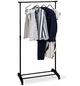 Relaxdays Fahrbarer Kleiderständer stabile Rollgarderobe mit Ablage Eisen höhenverstellbar 102,5 180,5 cm schwarz