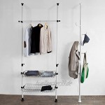 SoBuy FRG159-W Garderobe Kleiderständer Garderobenständer mit 6 Haken ohne Bohren Verstellbar 214cm-275cm hoch weiß