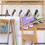 Ufine Bambus-Kleiderständer mit 2 Etagen Aufbewahrungsregalen und 2 Kleiderhaken tragbarer Wäscheständer Kleiderständer für Schlafzimmer Gästezimmer