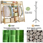 Yirunfa Kleiderständer Bambus mit 5 Ablages Öffnen Kleiderstange Bambus mit Schuhablage Ablage Trapezförmiges Lagerregal für Schlafzimmer Flur Wohnzimmer Mehrzweck 160 * 40 * 140CM